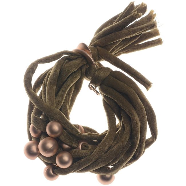 PULSERA TUBOS TELA BOLAS ACABADO METAL