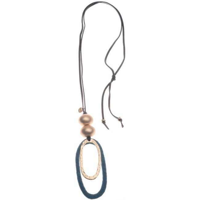COLLAR LARGO COLGANTE DOBLE ANILLA OVALADA