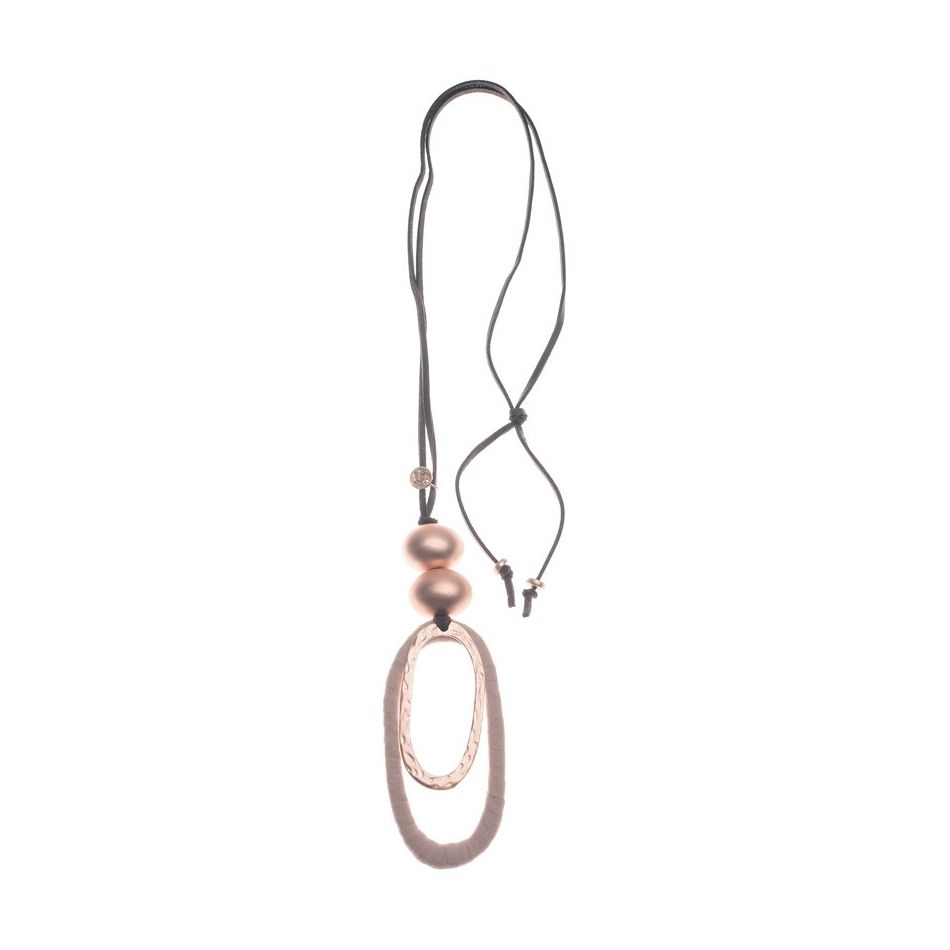 COLLAR LARGO COLGANTE DOBLE ANILLA OVALADA