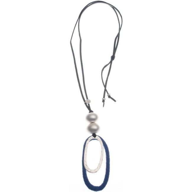 DOUBLE OVAL RING PENDANT LONG NECKLACE