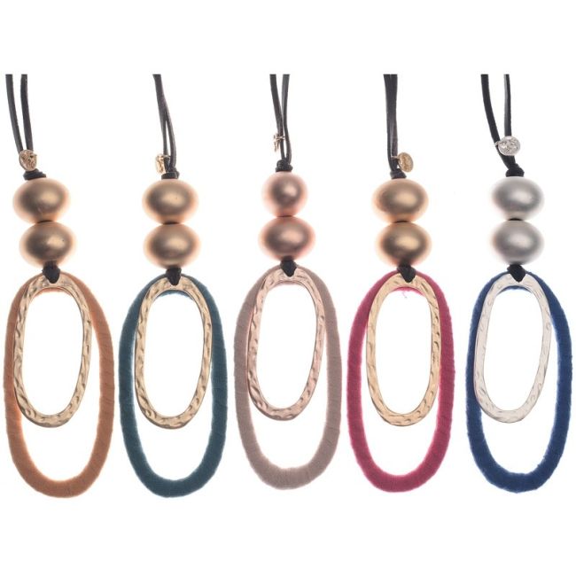 COLLAR LARGO COLGANTE DOBLE ANILLA OVALADA