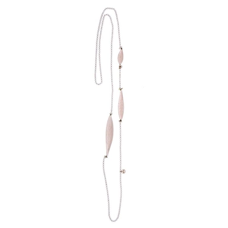 METAL LEAF TRIPLE FACETED CRYSTALS LONG NECKLACE