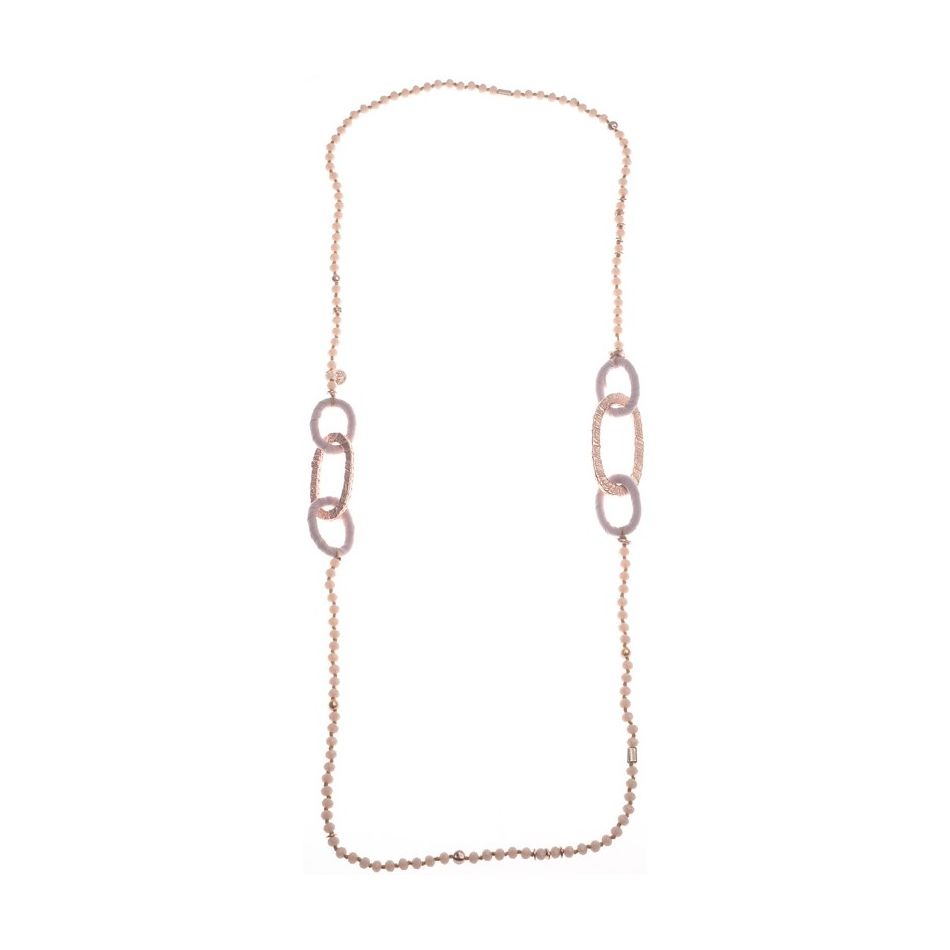 COLLAR LARGO CRISTALES FACETADOS ESLABONES METAL