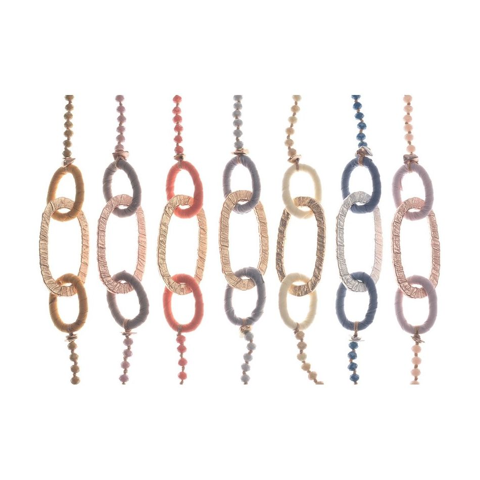 LONG NECKLACE WITH FACETED CRYSTALS AND METAL LINKS