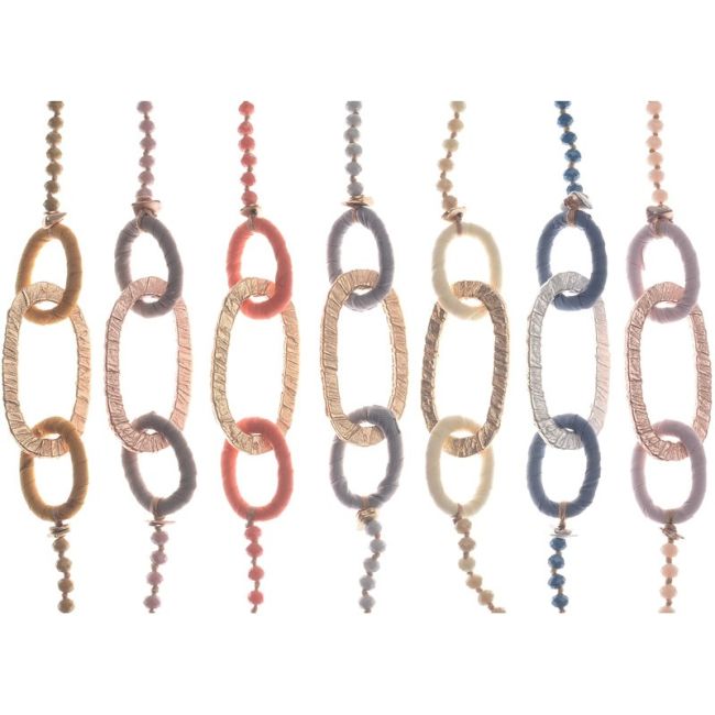 LONG NECKLACE WITH FACETED CRYSTALS AND METAL LINKS