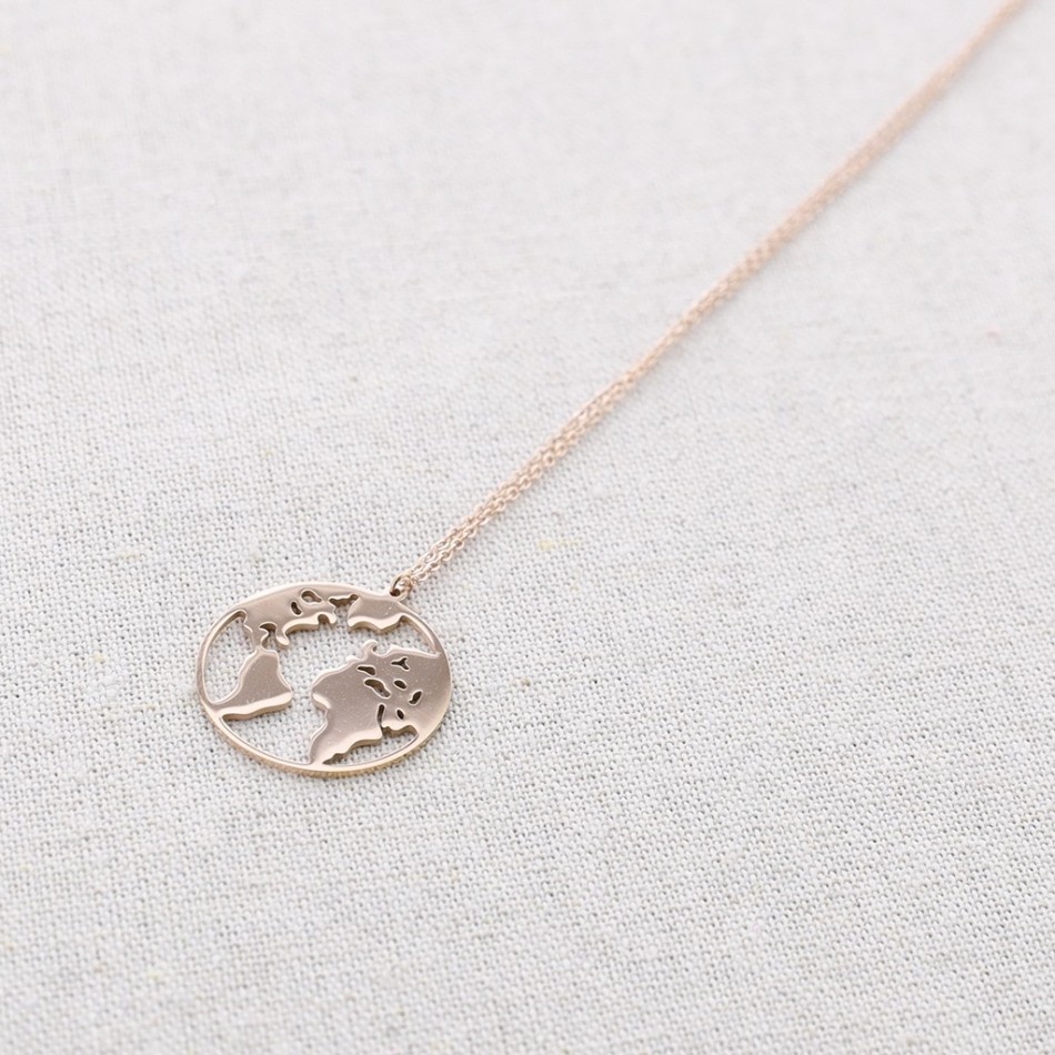 BIG WORLD MAP STEEL SHORT NECKLACE