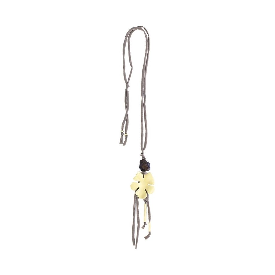 LONG FLOWER PENDANT NECKLACE