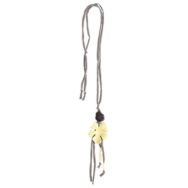 LONG FLOWER PENDANT NECKLACE