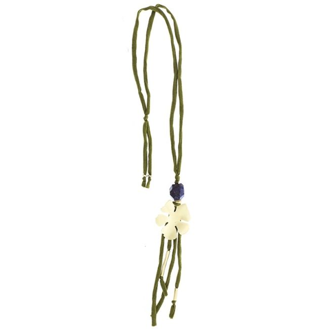 LONG FLOWER PENDANT NECKLACE