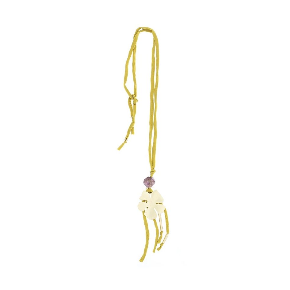 LONG FLOWER PENDANT NECKLACE