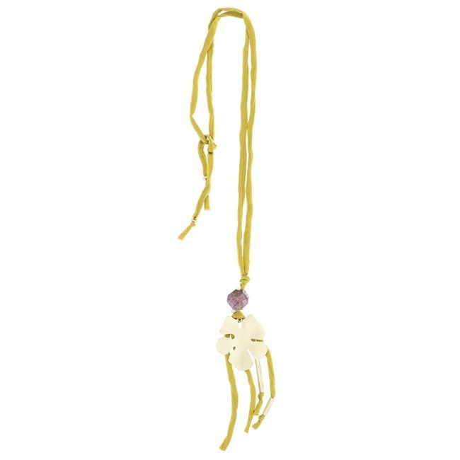 LONG FLOWER PENDANT NECKLACE