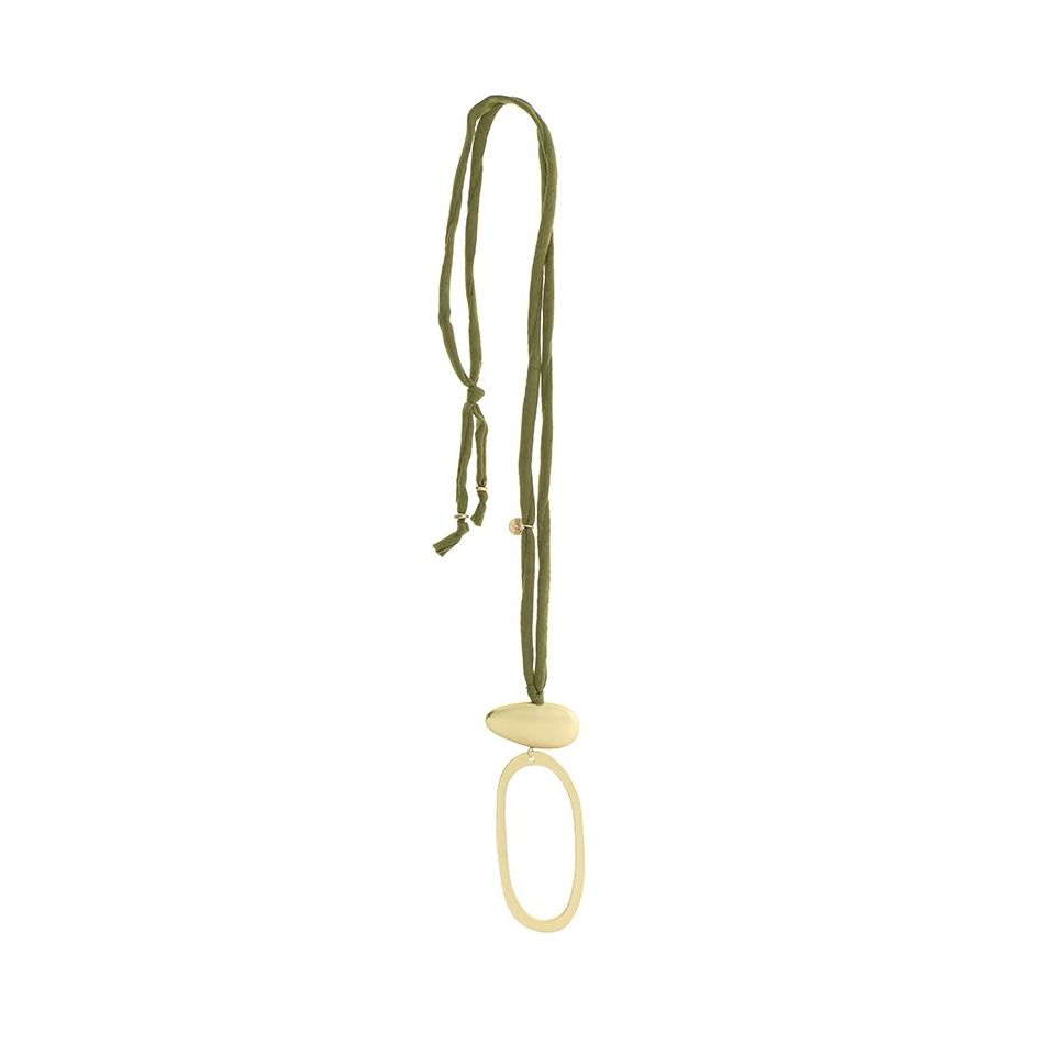 LONG NECKLACE WITH METAL RING PENDANT