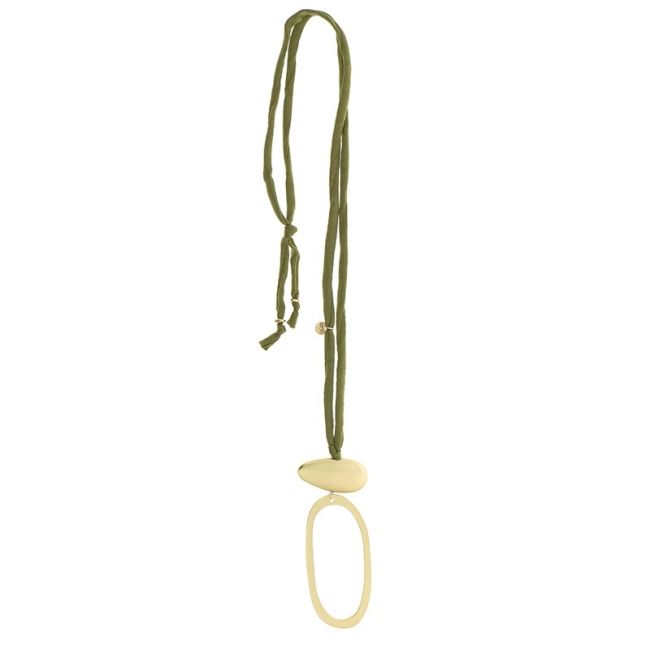 LONG NECKLACE WITH METAL RING PENDANT