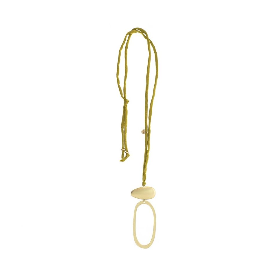 LONG NECKLACE WITH METAL RING PENDANT