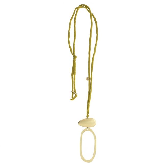 LONG NECKLACE WITH METAL RING PENDANT