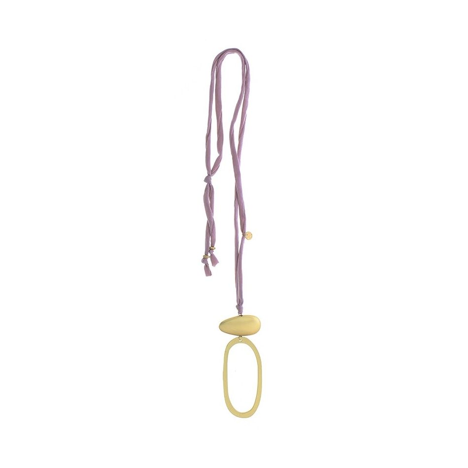 LONG NECKLACE WITH METAL RING PENDANT