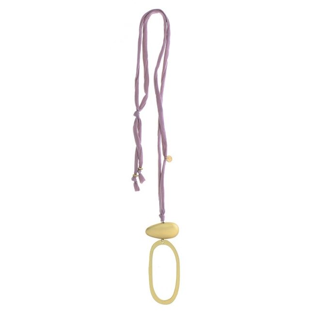 LONG NECKLACE WITH METAL RING PENDANT