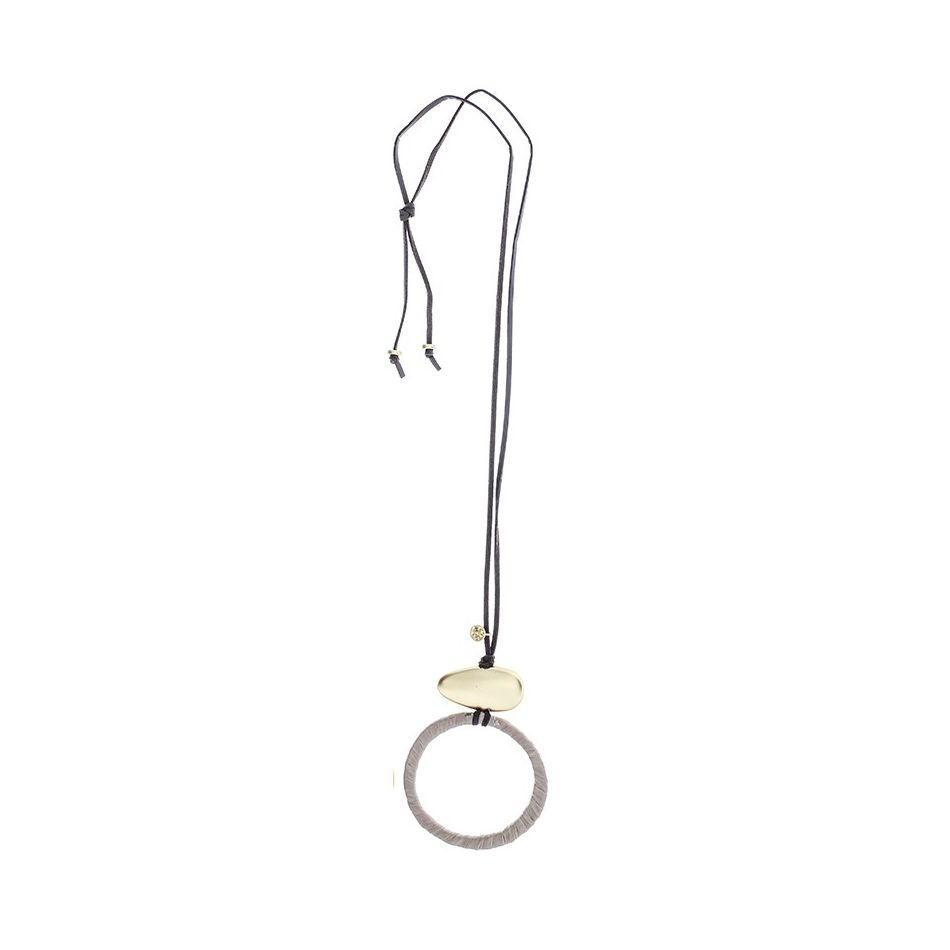 COLLAR LARGO COLGANTE ANILLA METAL FORRADA