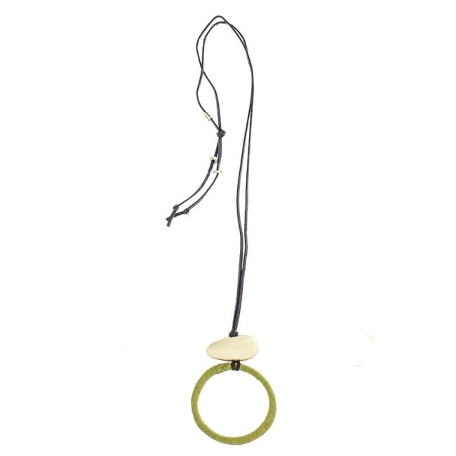 COLLAR LARGO COLGANTE ANILLA METAL FORRADA