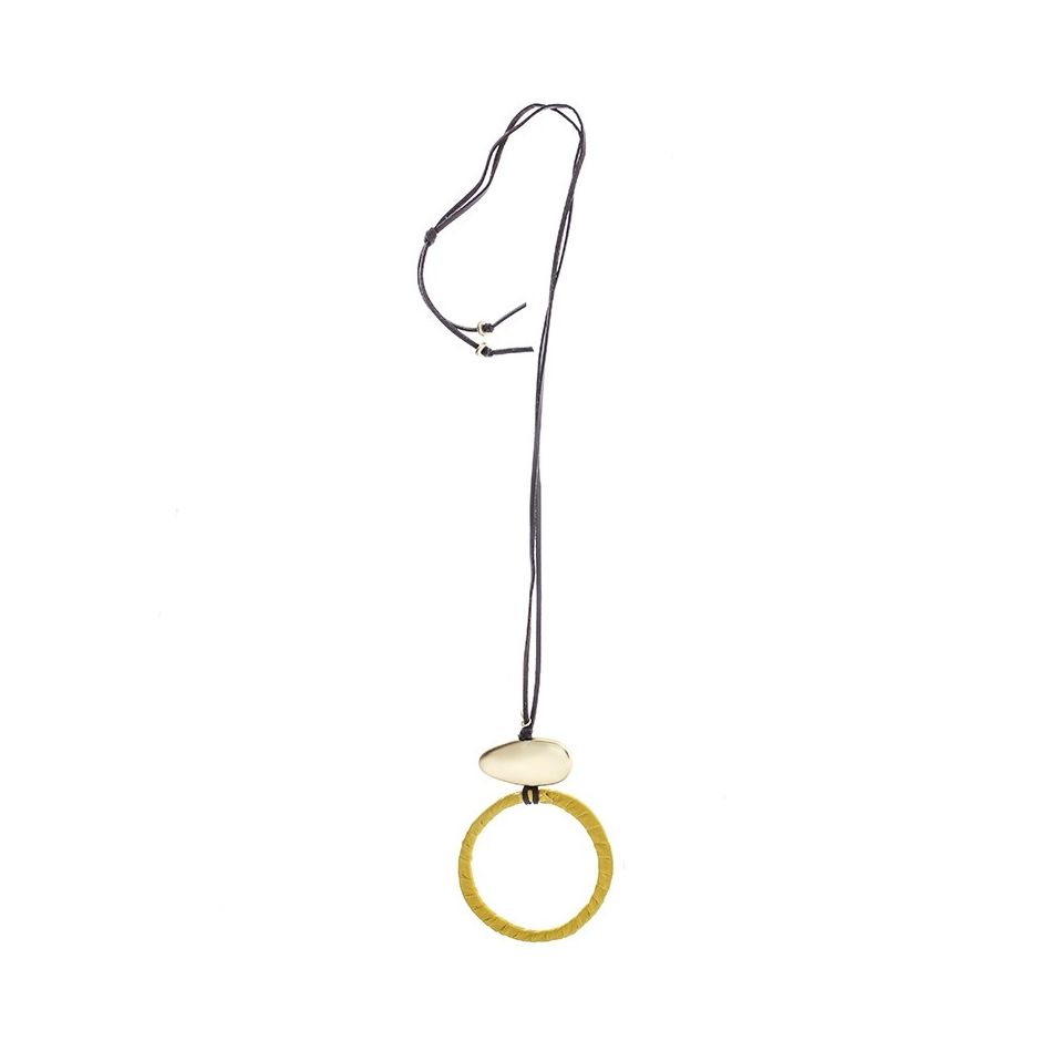 COLLAR LARGO COLGANTE ANILLA METAL FORRADA