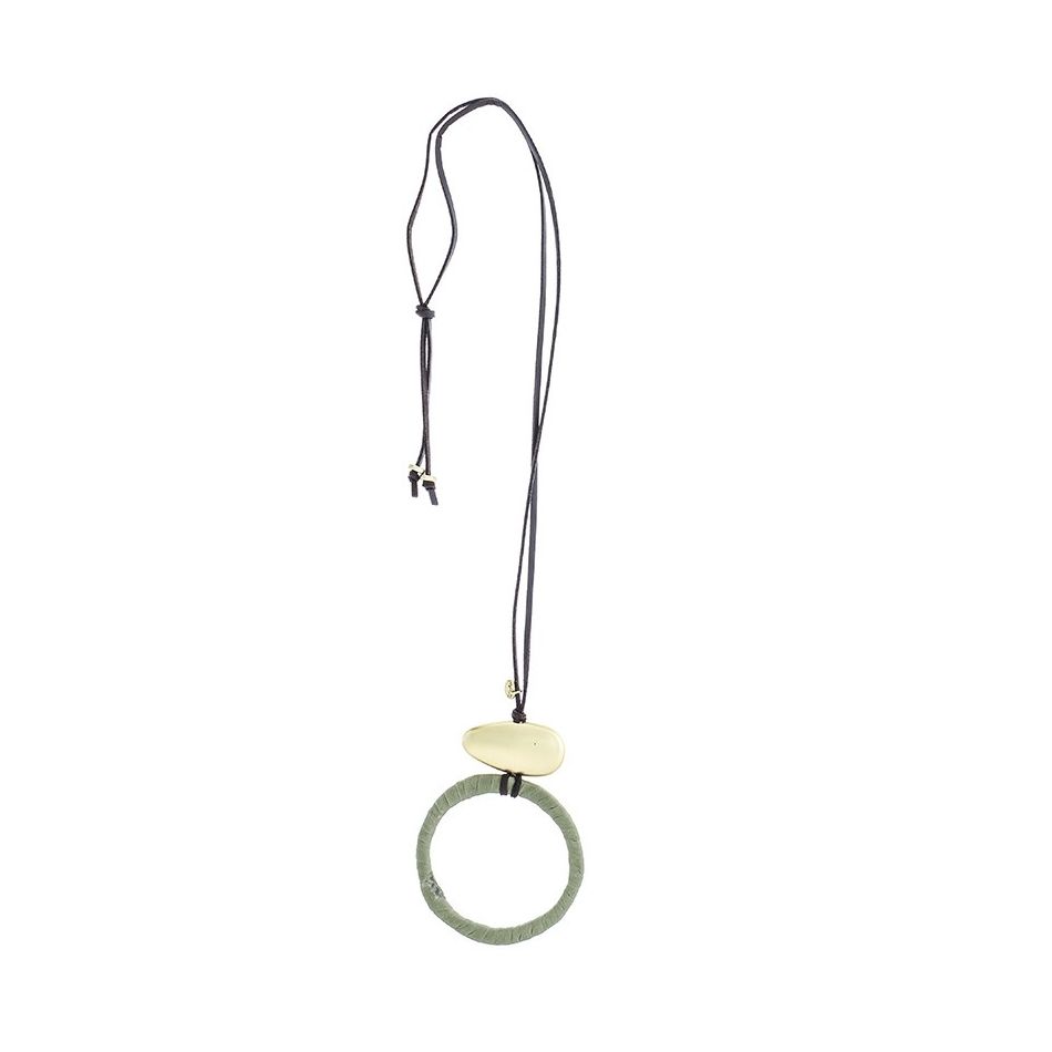 COLLAR LARGO COLGANTE ANILLA METAL FORRADA