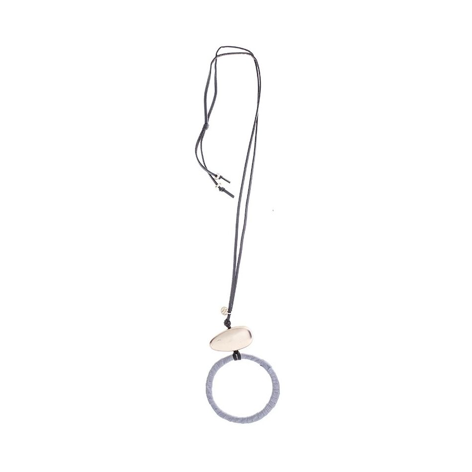 COLLAR LARGO COLGANTE ANILLA METAL FORRADA