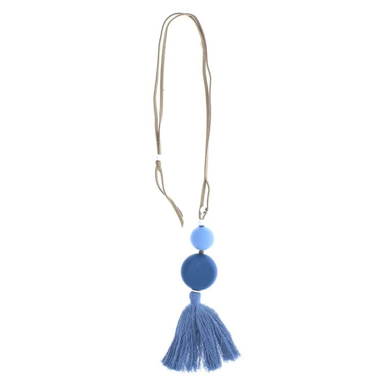 FRINGE RESIN BEADS PENDANT LONG NECKLACE 2