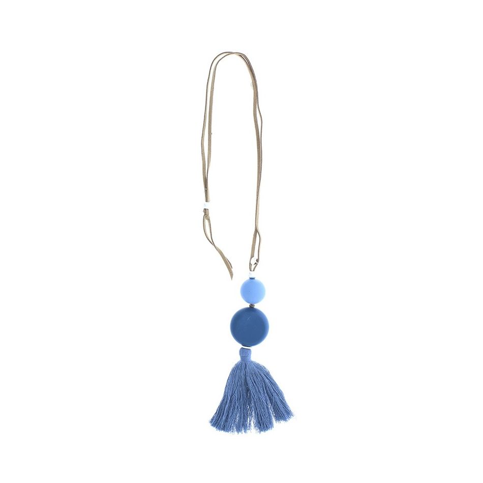 FRINGE RESIN BEADS PENDANT LONG NECKLACE