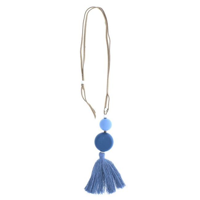 FRINGE RESIN BEADS PENDANT LONG NECKLACE