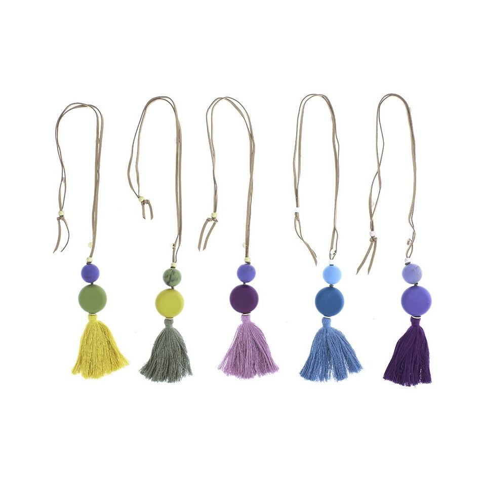 FRINGE RESIN BEADS PENDANT LONG NECKLACE