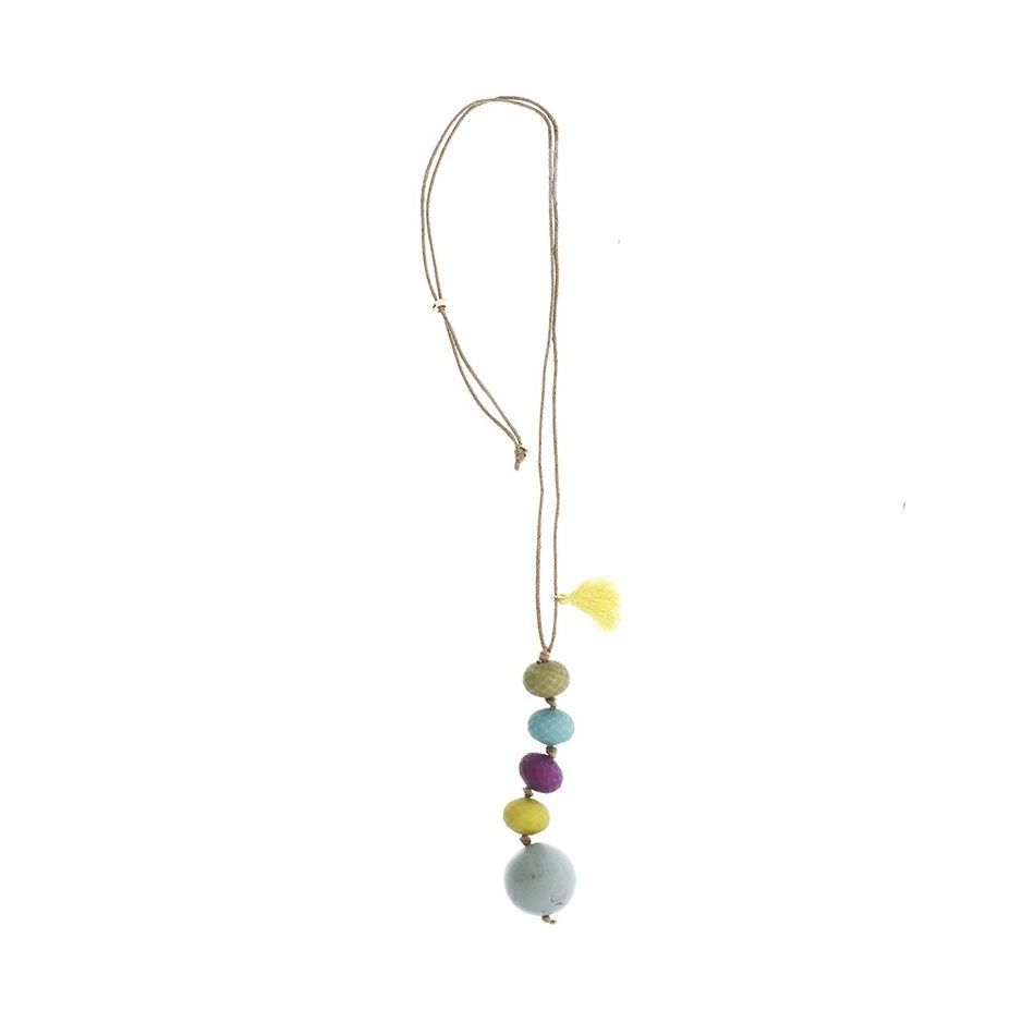 COLLAR LARGO COLGANTE CUENTAS RESINA