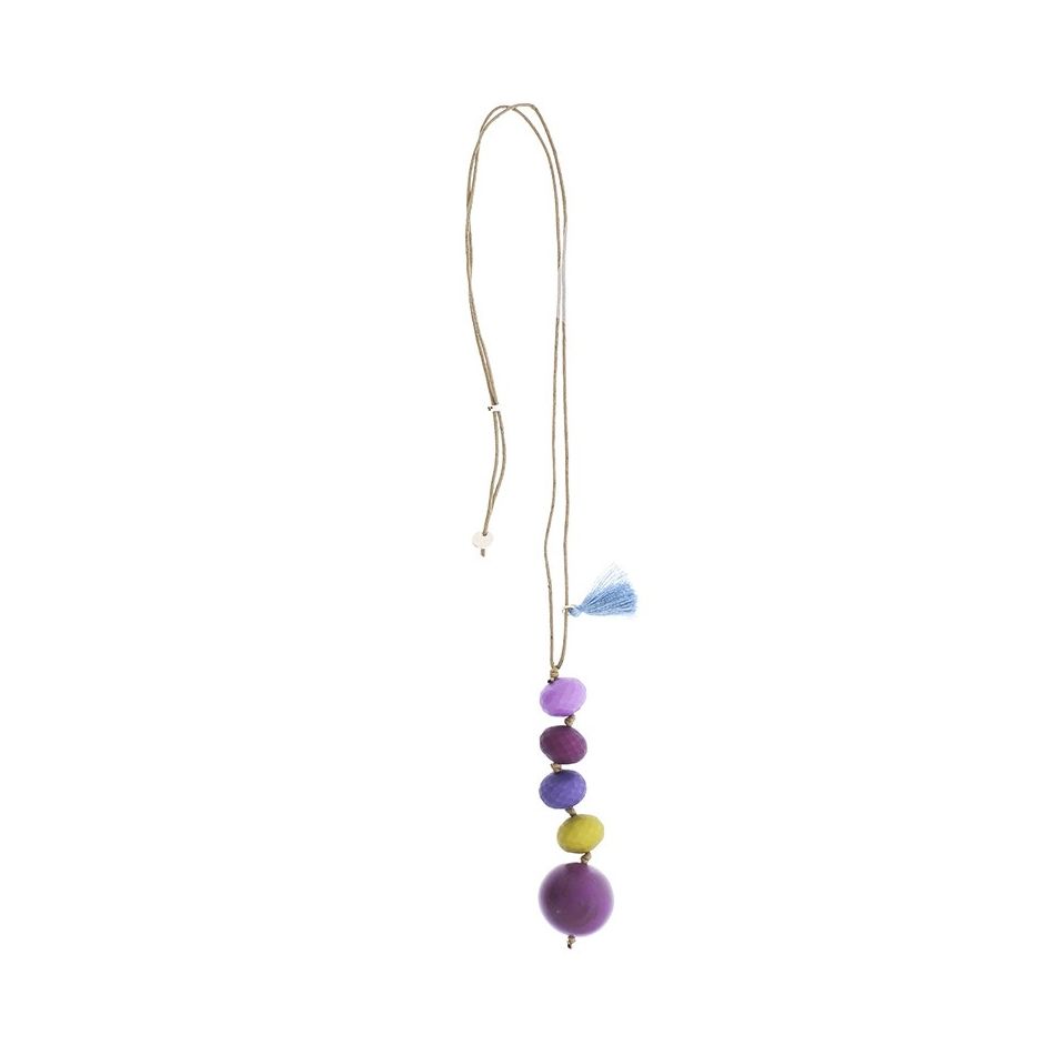 COLLAR LARGO COLGANTE CUENTAS RESINA
