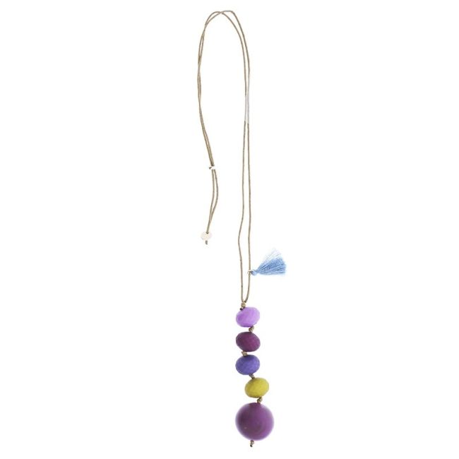 COLLAR LARGO COLGANTE CUENTAS RESINA