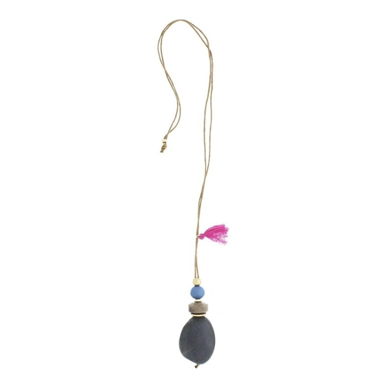 COLLAR LARGO COLGANTE CUENTAS RESINA