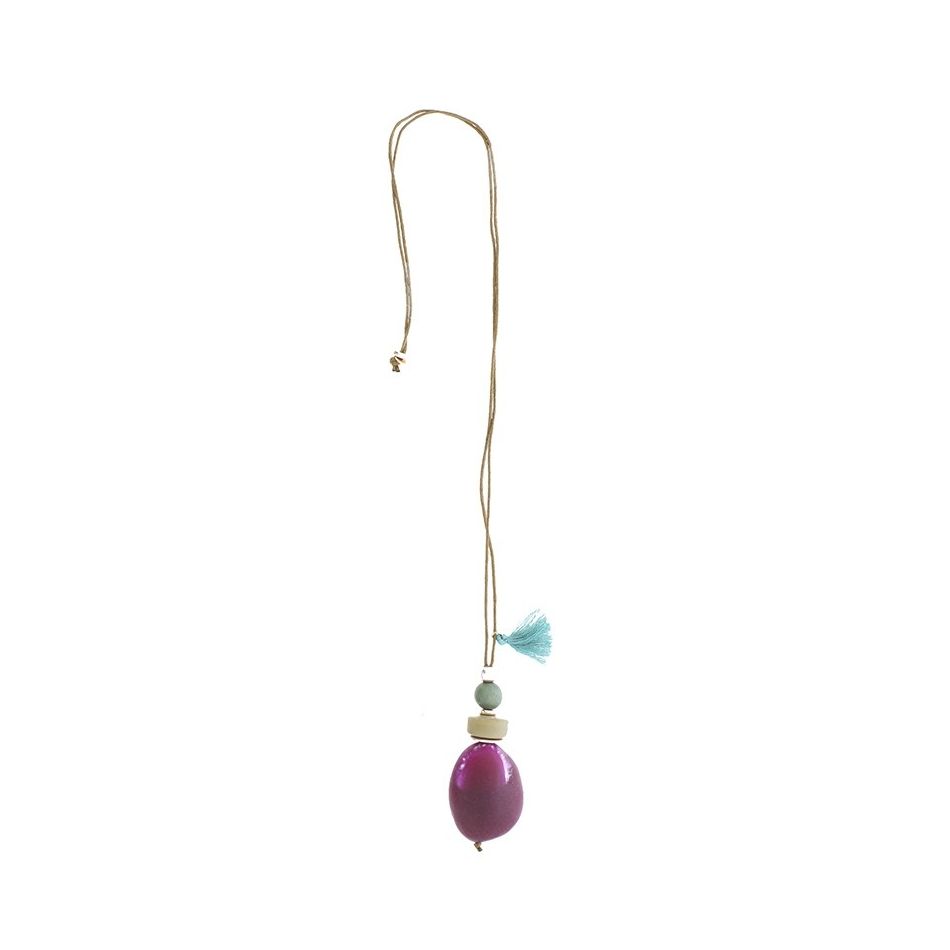 COLLAR LARGO COLGANTE CUENTAS RESINA