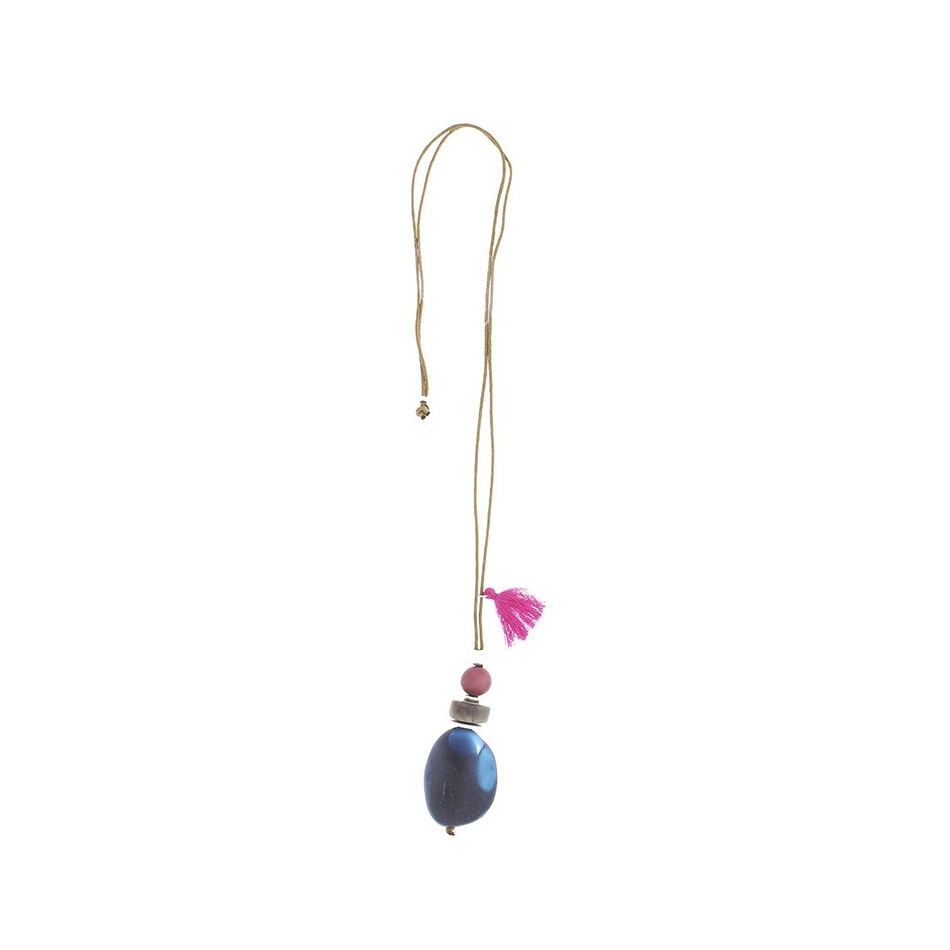 COLLAR LARGO COLGANTE CUENTAS RESINA