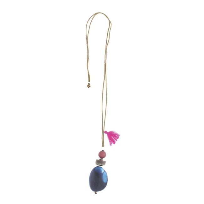 COLLAR LARGO COLGANTE CUENTAS RESINA