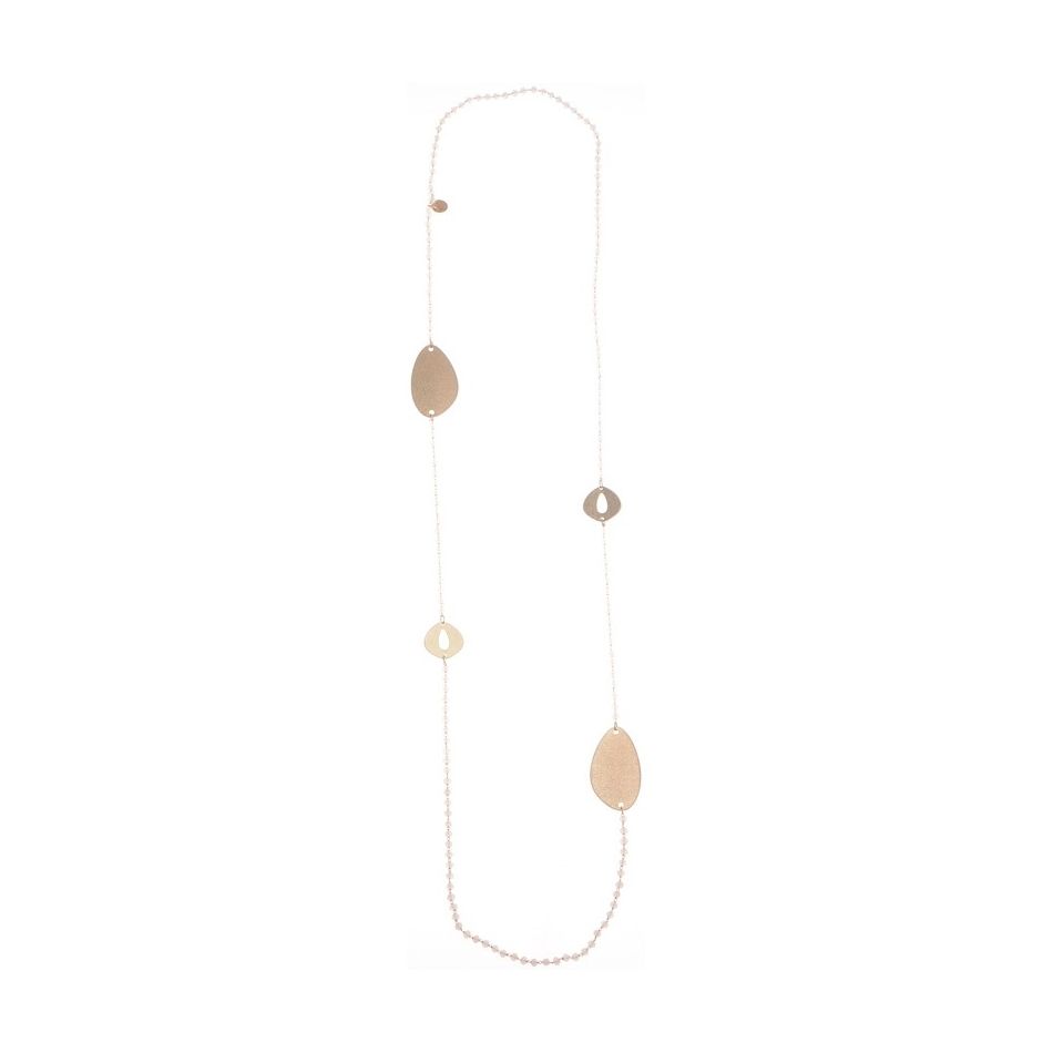 COLLAR LARGO CRISTALES FACETADOS CUENTAS METAL
