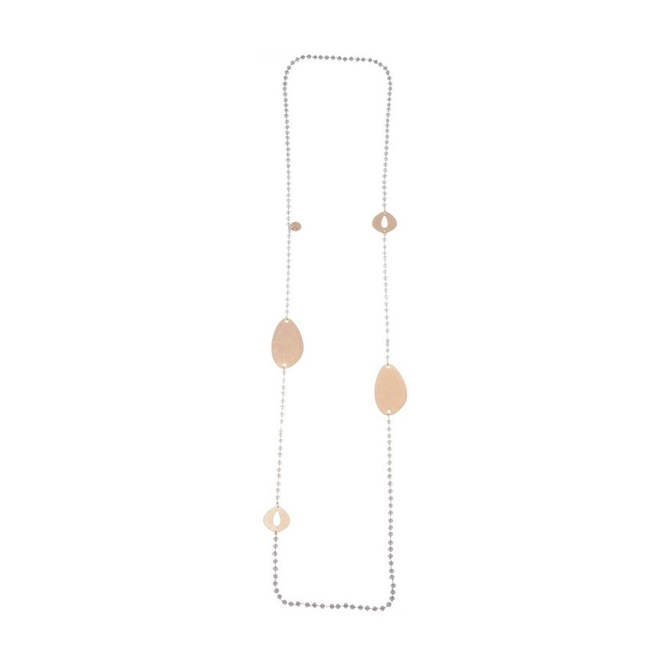 COLLAR LARGO CRISTALES FACETADOS CUENTAS METAL