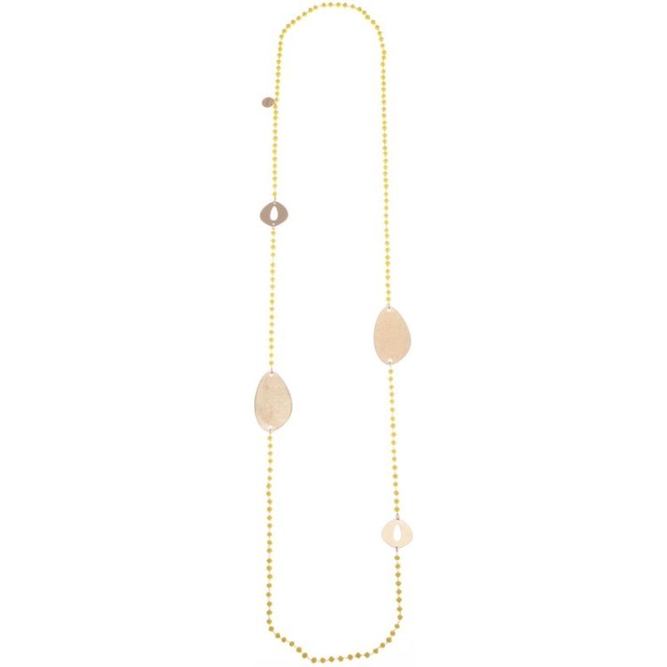 LONG NECKLACE WITH FACETED CRYSTALS AND METAL BEADS 2