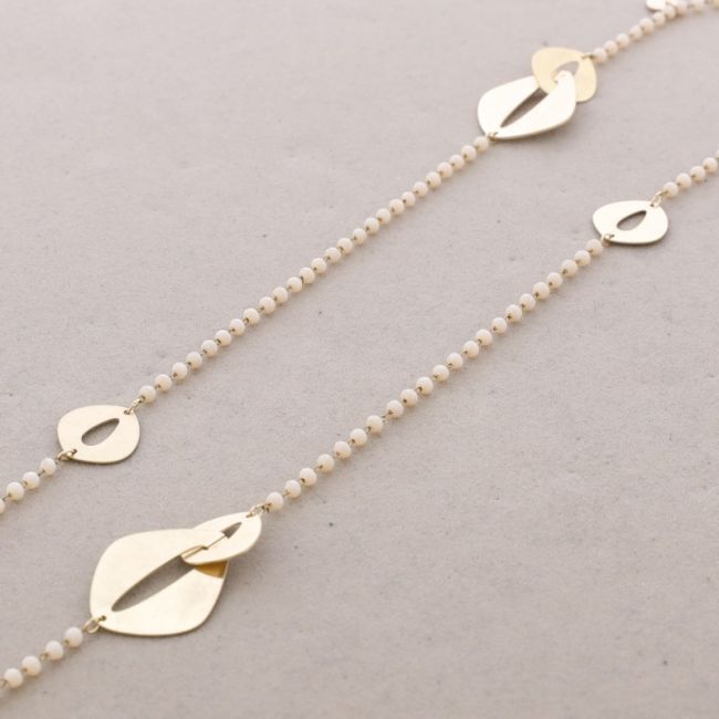 COLLAR LARGO CRISTALES FACETADOS ESLABONES METAL