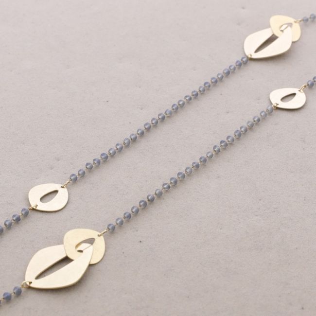COLLAR LARGO CRISTALES FACETADOS ESLABONES METAL
