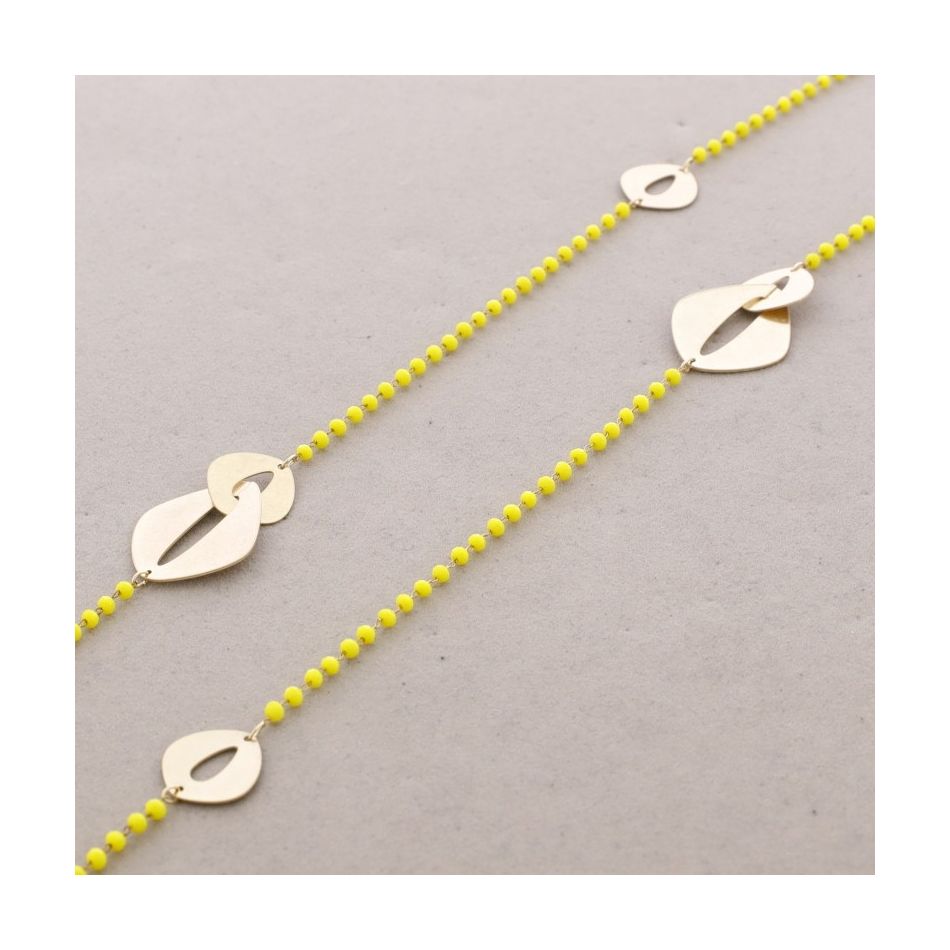 COLLAR LARGO CRISTALES FACETADOS ESLABONES METAL