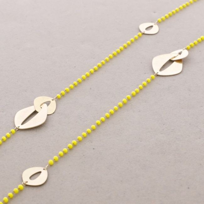 COLLAR LARGO CRISTALES FACETADOS ESLABONES METAL
