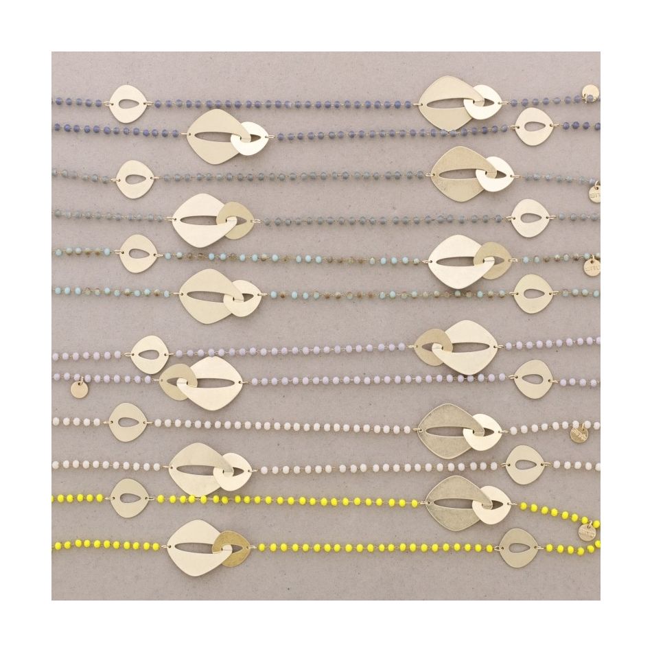 COLLAR LARGO CRISTALES FACETADOS ESLABONES METAL