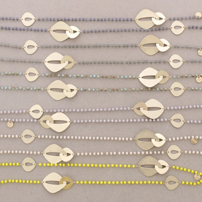 COLLAR LARGO CRISTALES FACETADOS ESLABONES METAL
