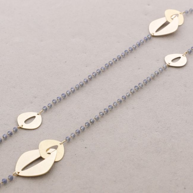 COLLAR LARGO CRISTALES FACETADOS ESLABONES METAL