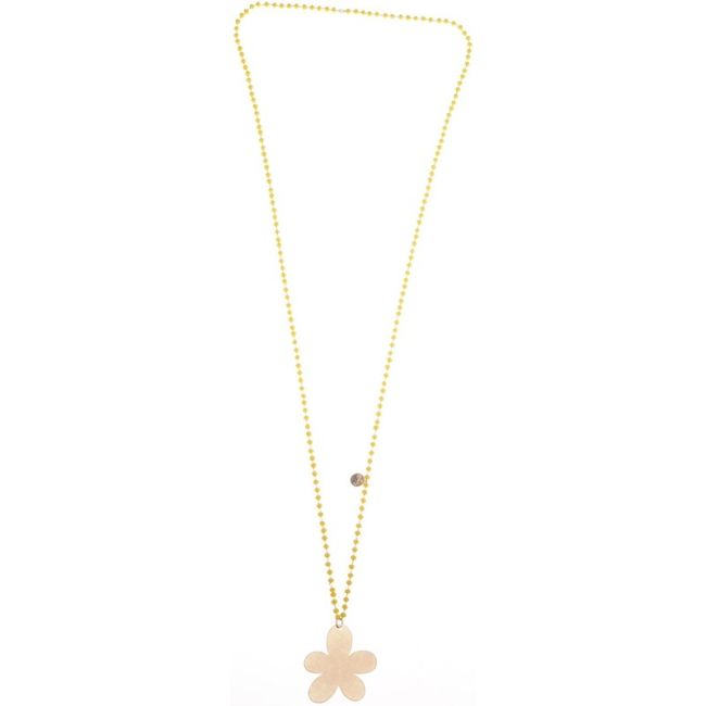 COLLAR LARGO CRISTALES FACETADOS COLGANTE FLOR METAL