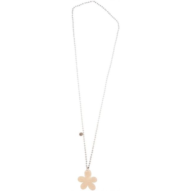 COLLAR LARGO CRISTALES FACETADOS COLGANTE FLOR METAL