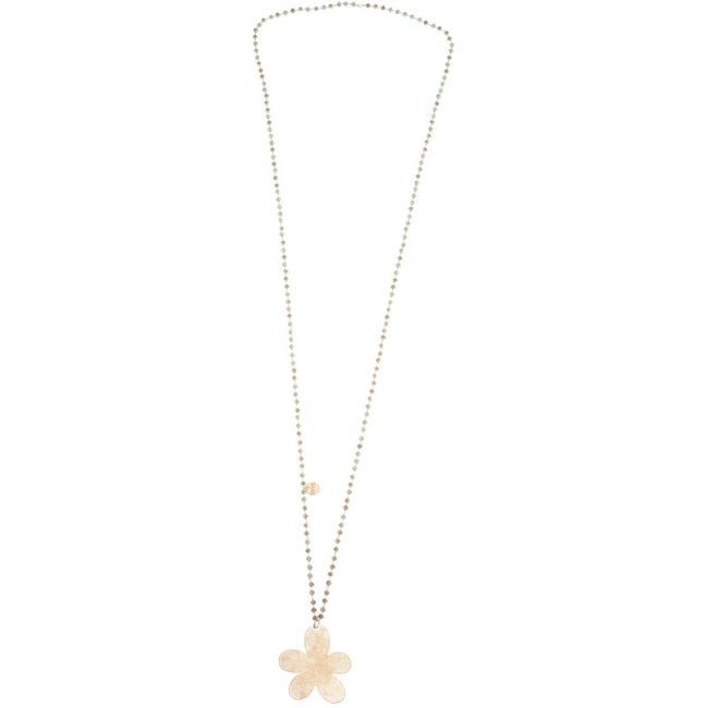 COLLAR LARGO CRISTALES FACETADOS COLGANTE FLOR METAL